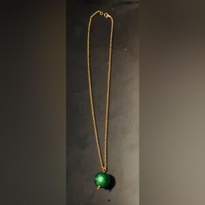 Gorgeous Dillards 14KT Dip Huge Green Globe Ball necklace